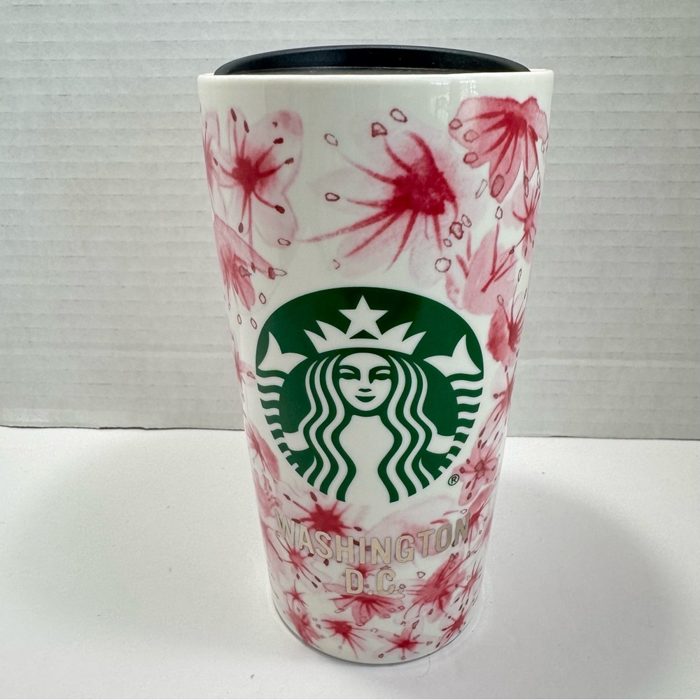 Starbucks Washington DC Cherry Blossom 12oz Double-Wall Ceramic Tumbler With Lid